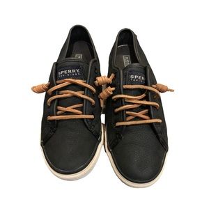 Black Leather *Sperry Top-sider* w/White Rubber Bottoms